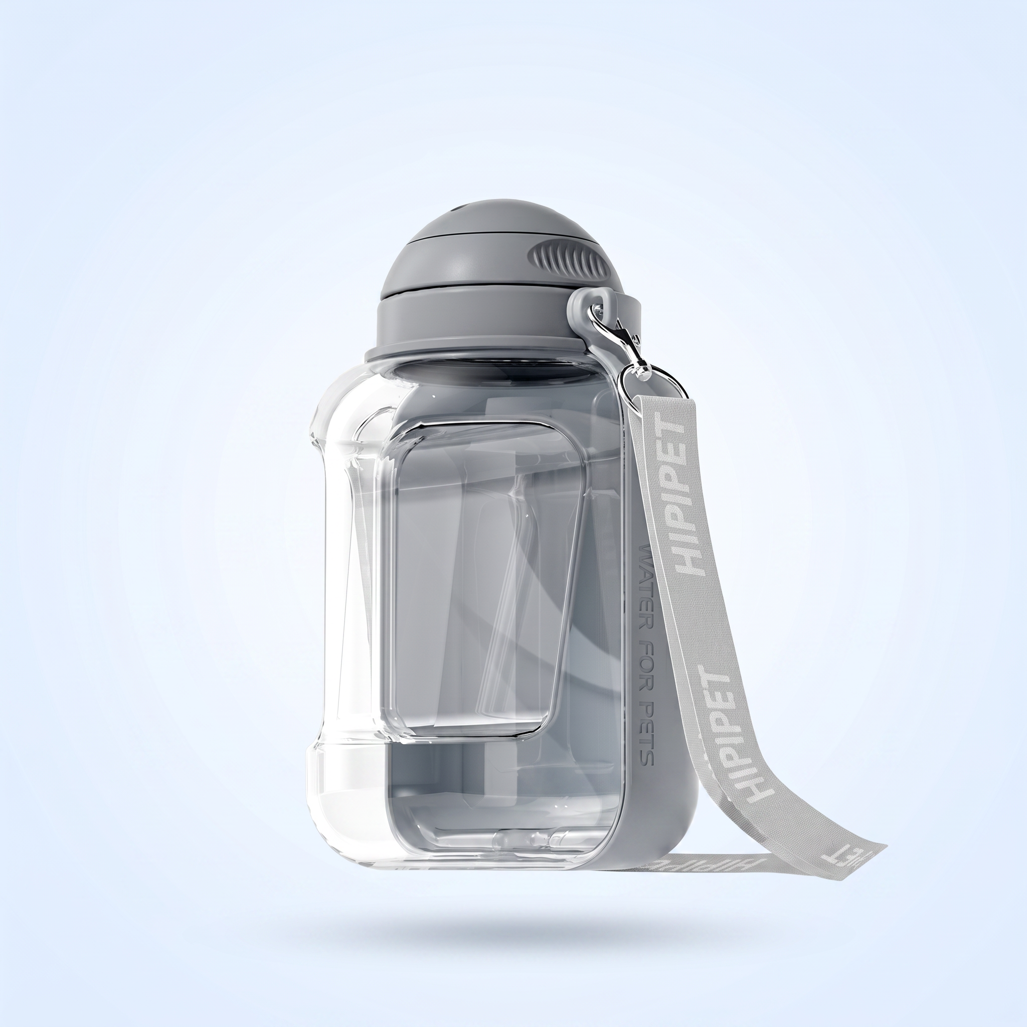 NovaSip portable dog water bottle, gray, 1000ml, one-touch dispenser