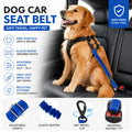 NovaRide dog car seat belt in Blue, adjustable bungee harness with reflective stitching