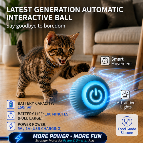 NovaBall blue smart interactive rolling cat ball, Power motor