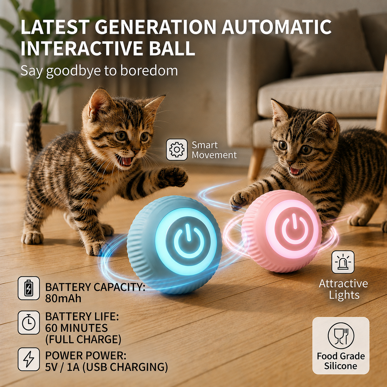NovaBall Duo Pack with two Basic self-rolling smart cat balls