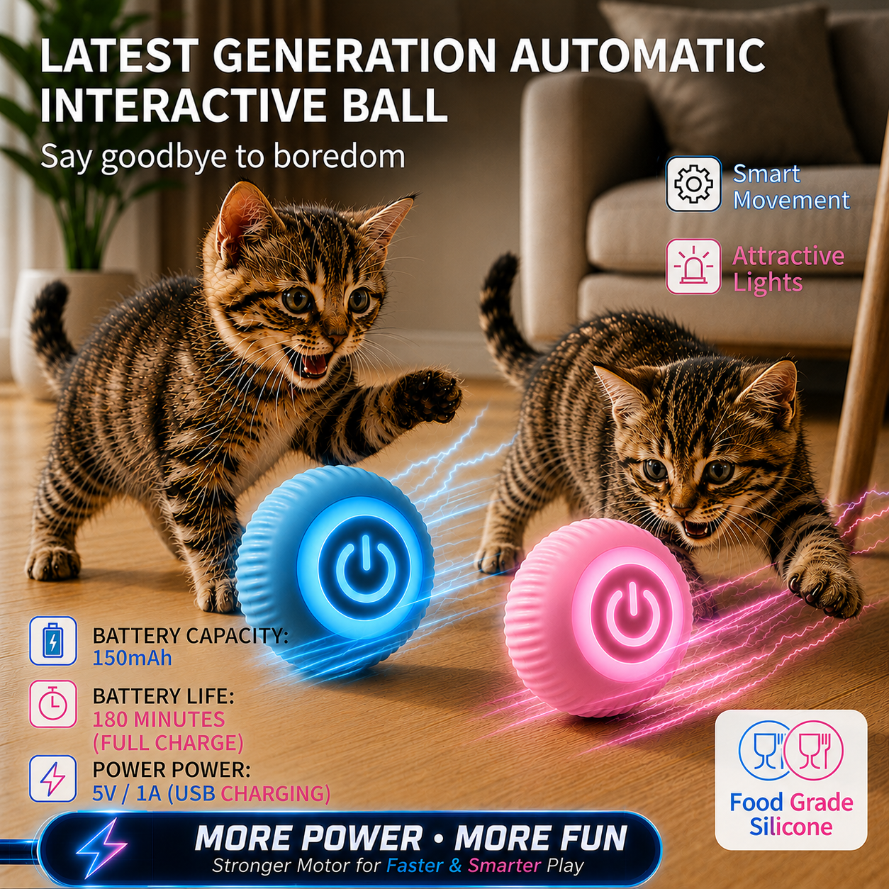 NovaBall Duo Pack with two Power smart interactive cat balls